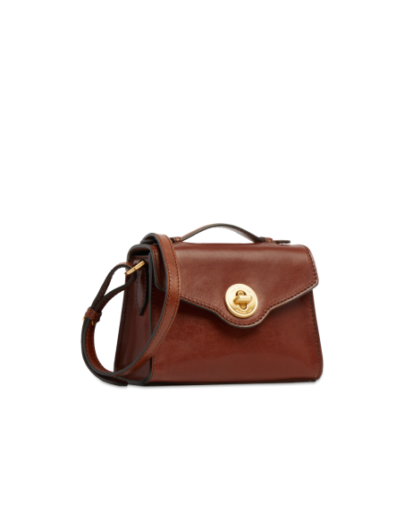 Borsa a tracolla in pelle con chiusura gioiello The Bridge Irene – Marrone/Oro - foto 2