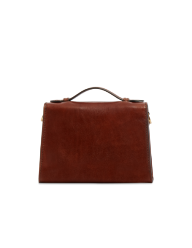 Borsa a tracolla in pelle con chiusura gioiello The Bridge Irene – Marrone/Oro - foto 4