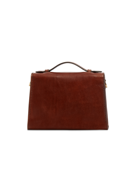 Borsa a tracolla in pelle con chiusura gioiello The Bridge Irene – Marrone/Oro - foto 4