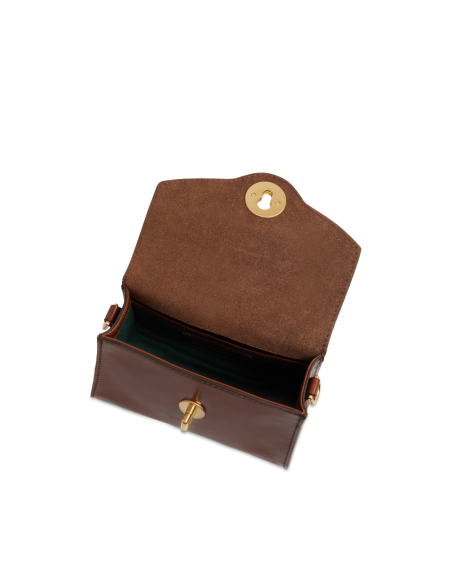 Borsa a tracolla in pelle con chiusura gioiello The Bridge Irene – Marrone/Oro - foto 5
