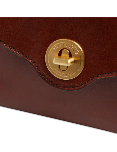 Borsa a tracolla in pelle con chiusura gioiello The Bridge Irene – Marrone/Oro - foto 6