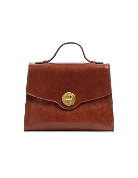 Borsa a mano in pelle con chiusura gioiello The Bridge Irene – Marrone/Oro - foto 1