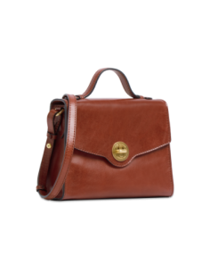 Borsa a mano in pelle con chiusura gioiello The Bridge Irene – Marrone/Oro - foto 1 2