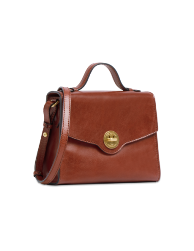 Borsa a mano in pelle con chiusura gioiello The Bridge Irene – Marrone/Oro - foto 2