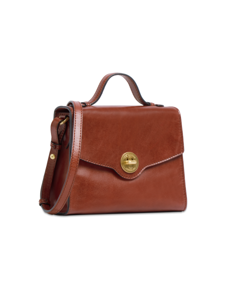 Borsa a mano in pelle con chiusura gioiello The Bridge Irene – Marrone/Oro - foto 2