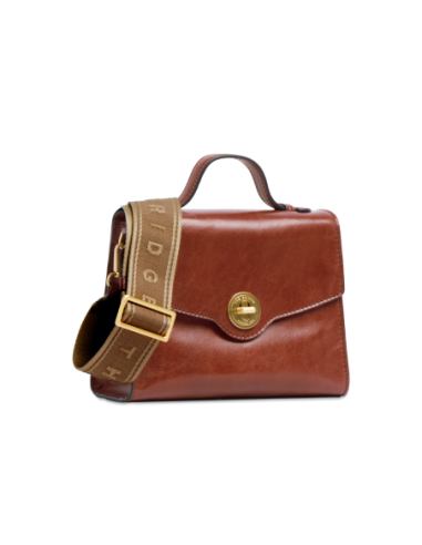 Borsa a mano in pelle con chiusura gioiello The Bridge Irene – Marrone/Oro - foto 6