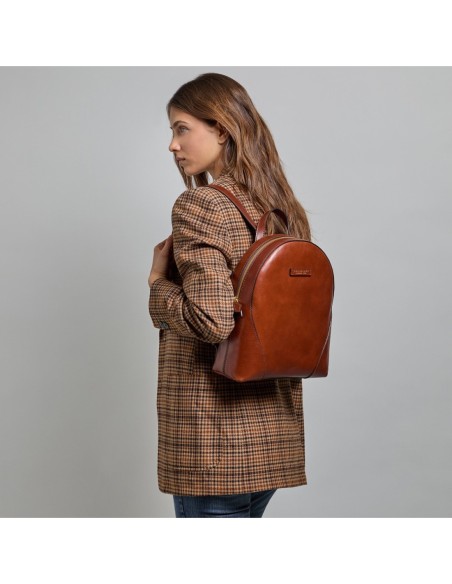 Zaino donna in pelle con zip The Bridge Magda – Marrone/Oro - foto 5