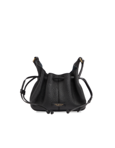 Borsa a tracolla con coulisse in pelle martellata The Bridge Martina – Nero/Oro - foto 1