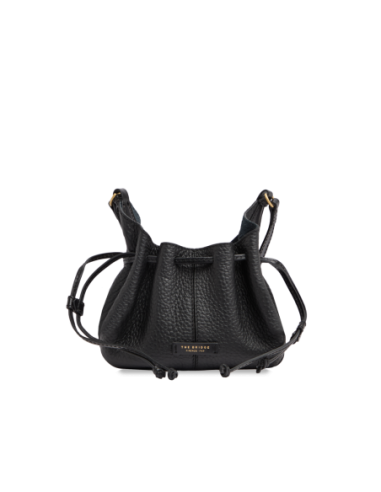 Borsa a tracolla con coulisse in pelle martellata The Bridge Martina – Nero/Oro - foto 1