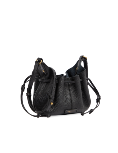 Borsa a tracolla con coulisse in pelle martellata The Bridge Martina – Nero/Oro - foto 2