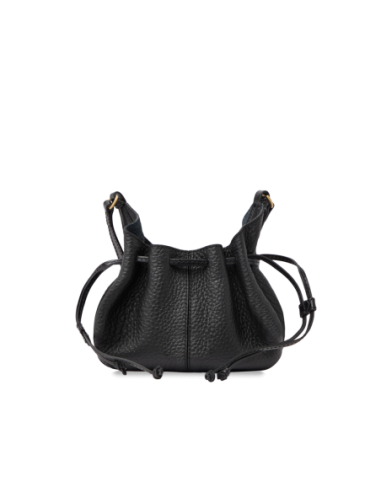 Borsa a tracolla con coulisse in pelle martellata The Bridge Martina – Nero/Oro - foto 3
