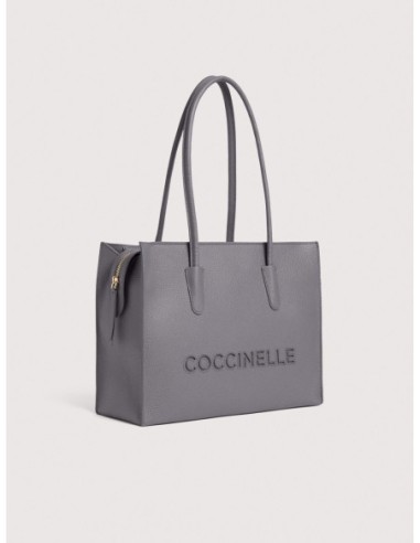 Borsa shopping in pelle con grana Coccinelle Myrtha26 Medium – Stove - foto 2