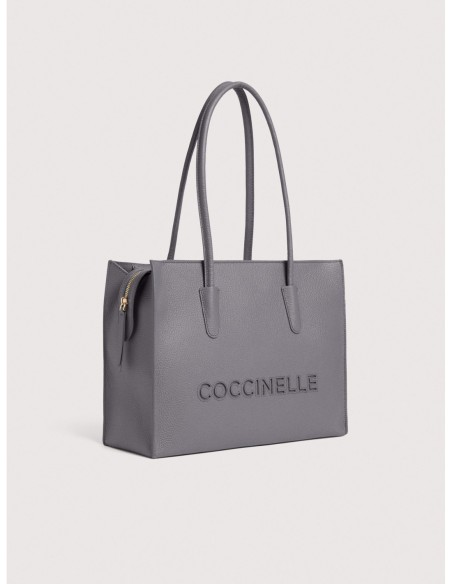 Borsa shopping in pelle con grana Coccinelle Myrtha26 Medium – Stove - foto 2