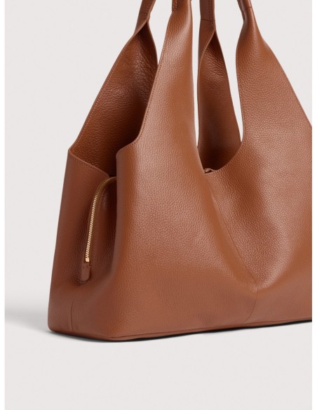 Borsa shopping in pelle con grana Coccinelle Nell Large – Cognac - foto 4