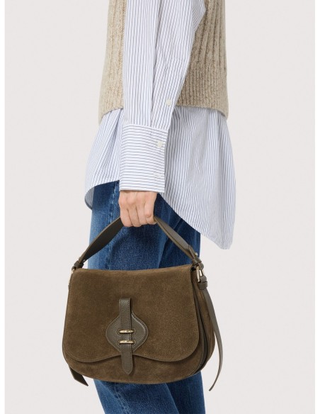 Borsa a mano in camoscio Coccinelle Mavery Medium – Fango - foto 5