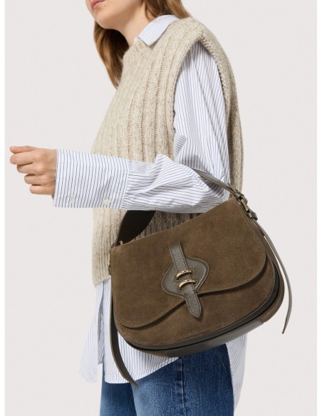 Borsa a mano in camoscio Coccinelle Mavery Medium – Fango - foto 6