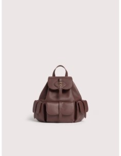 Zaino in pelle con grana Coccinelle Mavery Pocket Medium – Berry - foto 1