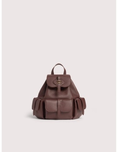 Zaino in pelle con grana Coccinelle Mavery Pocket Medium – Berry - foto 1