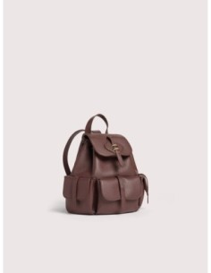 Zaino in pelle con grana Coccinelle Mavery Pocket Medium – Berry - foto 1 2