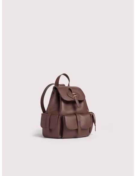 Zaino in pelle con grana Coccinelle Mavery Pocket Medium – Berry - foto 2
