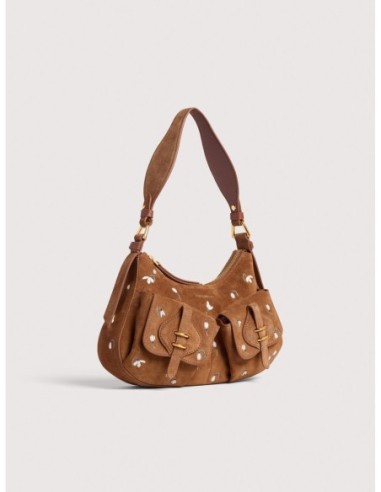 Borsa a spalla in camoscio ricamato Coccinelle Mavery Pocket – Cognac - foto 2