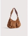 Borsa a spalla in camoscio ricamato Coccinelle Mavery Pocket – Cognac