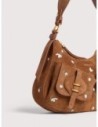 Borsa a spalla in camoscio ricamato Coccinelle Mavery Pocket – Cognac