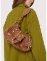 Borsa a spalla in camoscio ricamato Coccinelle Mavery Pocket – Cognac