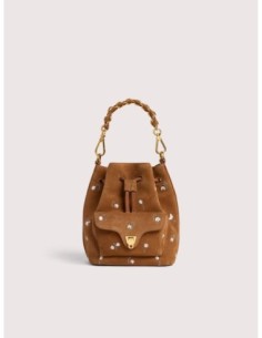 Borsa secchiello in camoscio ricamato Coccinelle Beat Generation Small – Cognac - foto 1