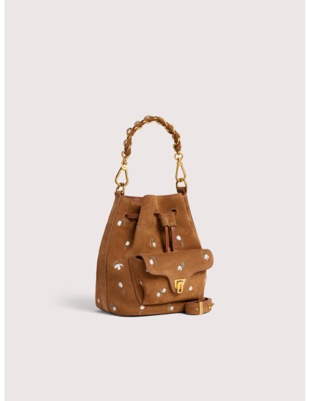 Borsa secchiello in camoscio ricamato Coccinelle Beat Generation Small – Cognac - foto 2