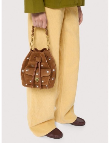 Borsa secchiello in camoscio ricamato Coccinelle Beat Generation Small – Cognac - foto 6