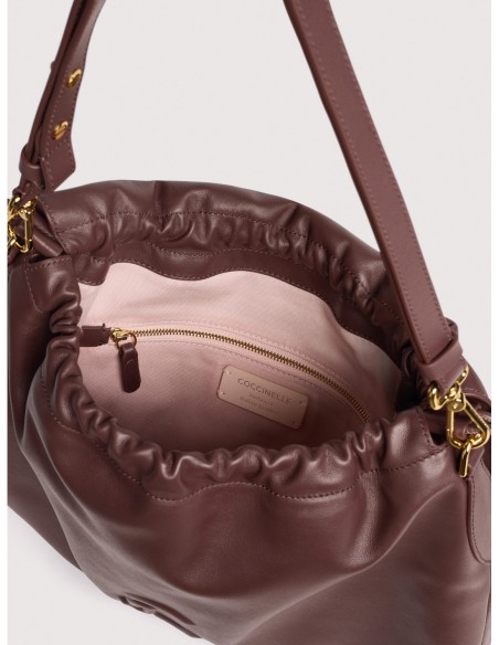 Borsa a spalla in pelle liscia Coccinelle Lidia Medium – Berry - foto 3