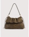 Borsa a spalla in camoscio Coccinelle Lidia Medium – Fango