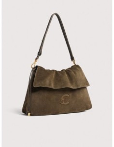 Borsa a spalla in camoscio Coccinelle Lidia Medium – Fango - foto 1 2