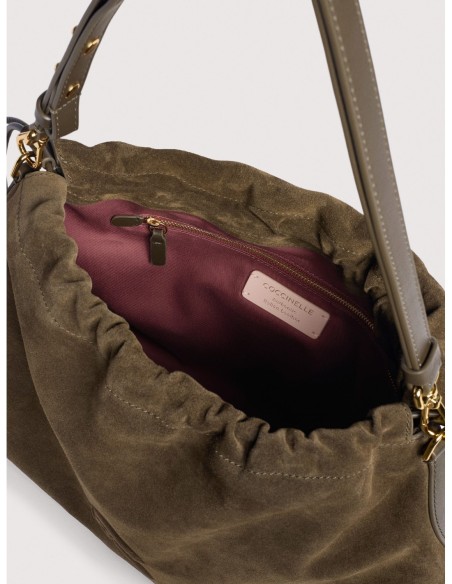 Borsa a spalla in camoscio Coccinelle Lidia Medium – Fango - foto 3