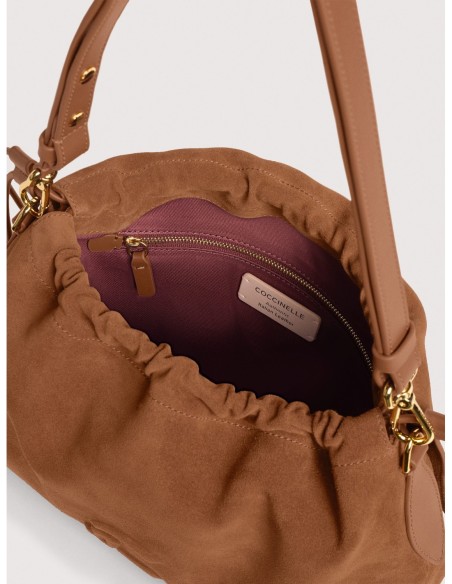 Borsa a spalla in camoscio Coccinelle Lidia Small – Cognac - foto 3