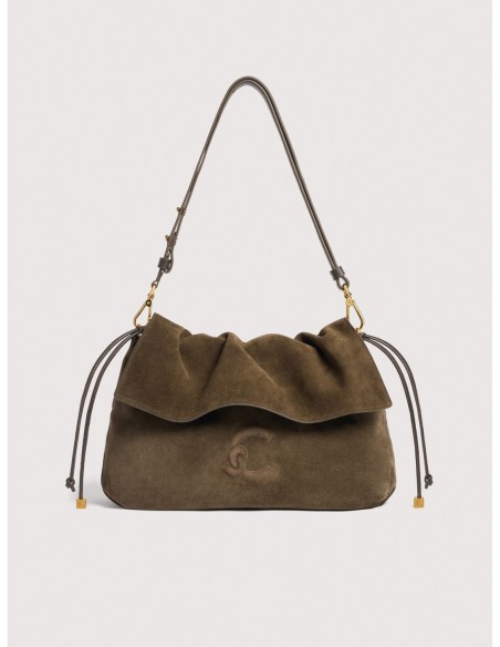 Borsa a spalla in camoscio Coccinelle Lidia Small – Fango - foto 1