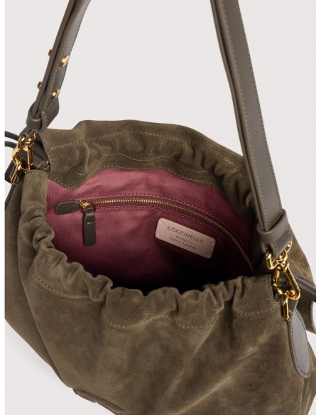 Borsa a spalla in camoscio Coccinelle Lidia Small – Fango - foto 3