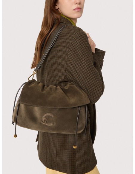Borsa a spalla in camoscio Coccinelle Lidia Small – Fango - foto 6