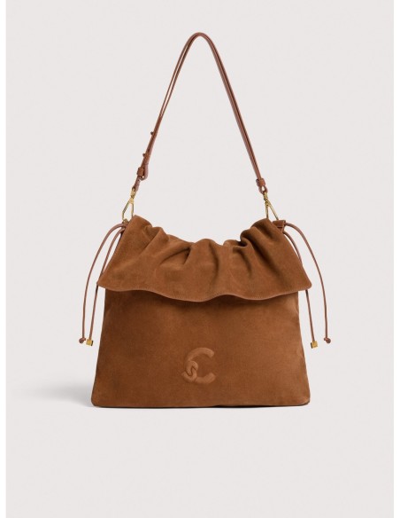 Borsa a spalla piatta in camoscio Coccinelle Lidia Medium – Cognac - foto 1