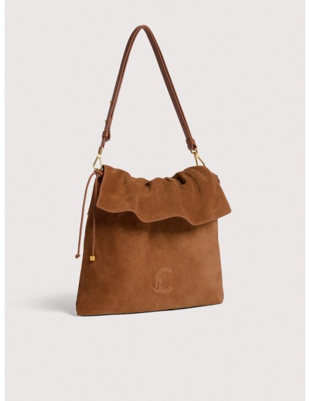 Borsa a spalla piatta in camoscio Coccinelle Lidia Medium – Cognac - foto 2