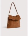 Borsa a spalla piatta in camoscio Coccinelle Lidia Medium – Cognac