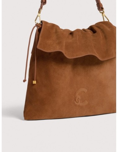 Borsa a spalla piatta in camoscio Coccinelle Lidia Medium – Cognac - foto 4