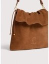 Borsa a spalla piatta in camoscio Coccinelle Lidia Medium – Cognac