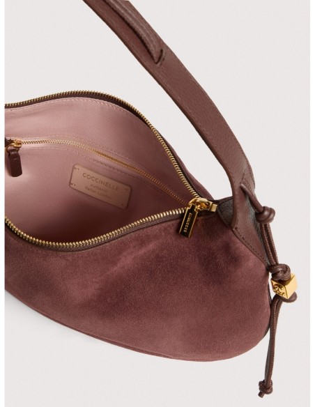 Borsa a spalla in camoscio Coccinelle Thess Medium – Berry - foto 3