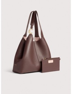 Borsa shopping in pelle con grana Coccinelle C-Easy Large – Berry - foto 1 2