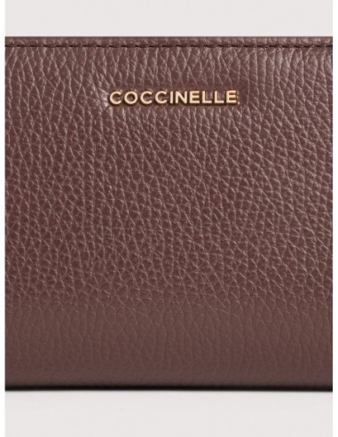 Portafoglio medio in pelle con grana Coccinelle Metallic Large – Berry - foto 3