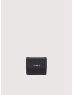 Mini portafoglio con patta in pelle con grana Coccinelle Metallic Small – Noir - foto 1