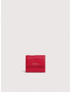 Mini portafoglio con patta in pelle con grana Coccinelle Metallic Small – Scarlet - foto 1