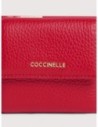 Mini portafoglio con patta in pelle con grana Coccinelle Metallic Small – Scarlet Mini portafoglio con patta in pelle con grana Coccinelle Metallic Small – Scarlet